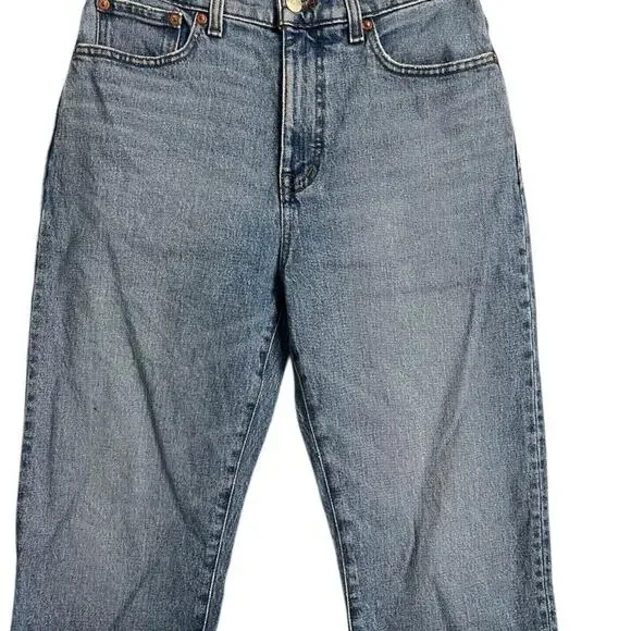Madewell 90s Straight Crop Jeans Womens 26 Blue High Rise Medium Wash Stretch - Picture 2 of 7